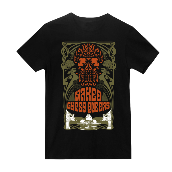 NAKED GYPSY QUEENS SKULL BLACK T-SHIRT