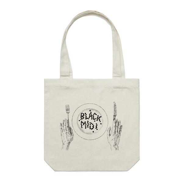Black Midi Plate Natural Tote Bag