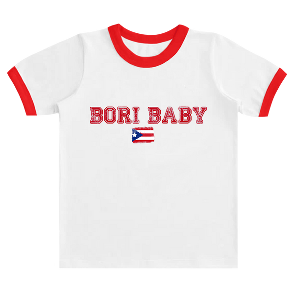 Boribaby Ringer Crop Flag Tee