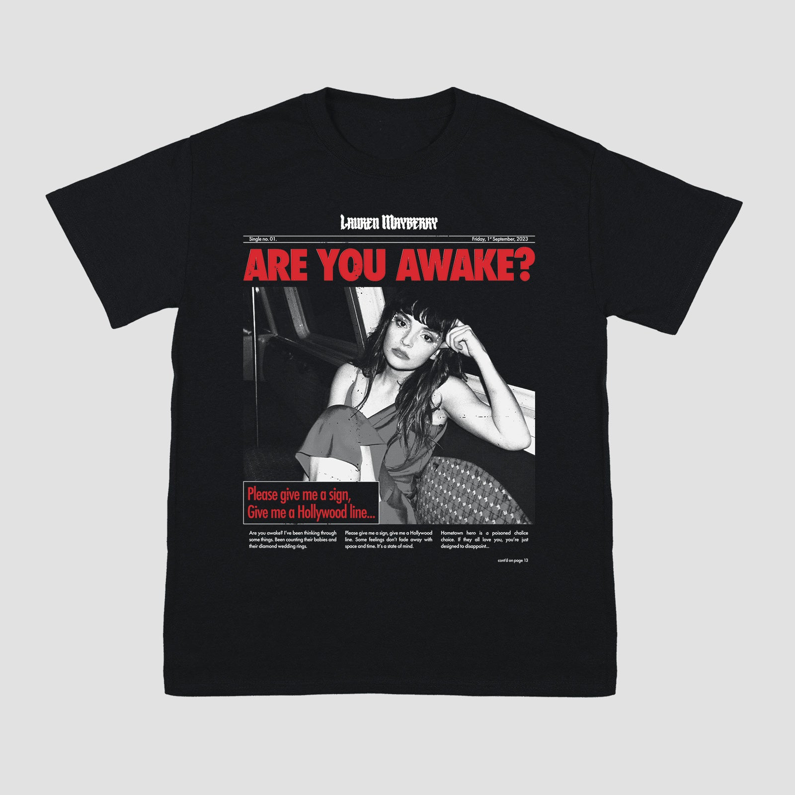 Are You Awake Newspaper T-Shirt (Black) | Lauren Mayberry | US Official ...