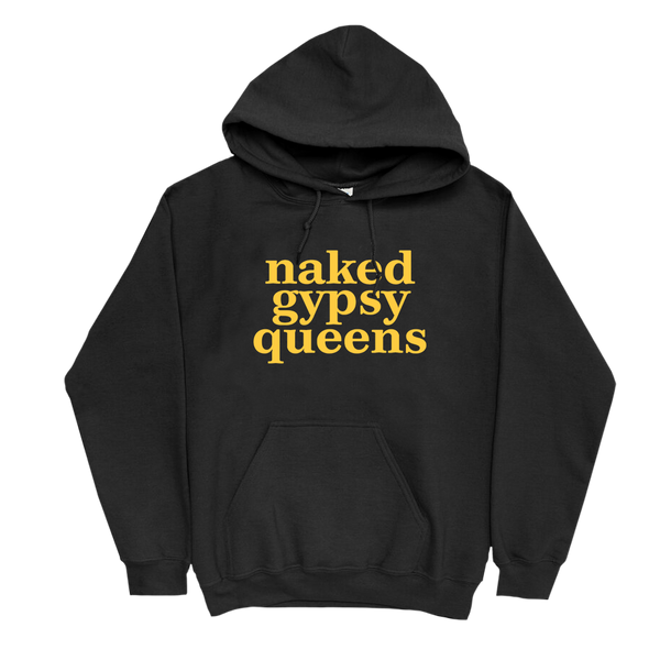 NAKED GYPSY QUEENS YELLOW LOGO ON BLACK HOODIE